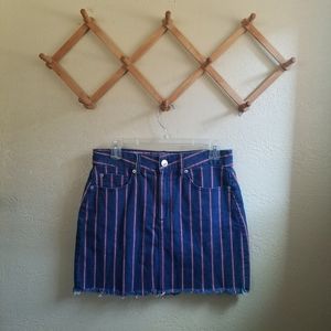 AMERICAN EAGLE Super Stretch High Rise Mini Denim Skirt Raw Hem Sz 6